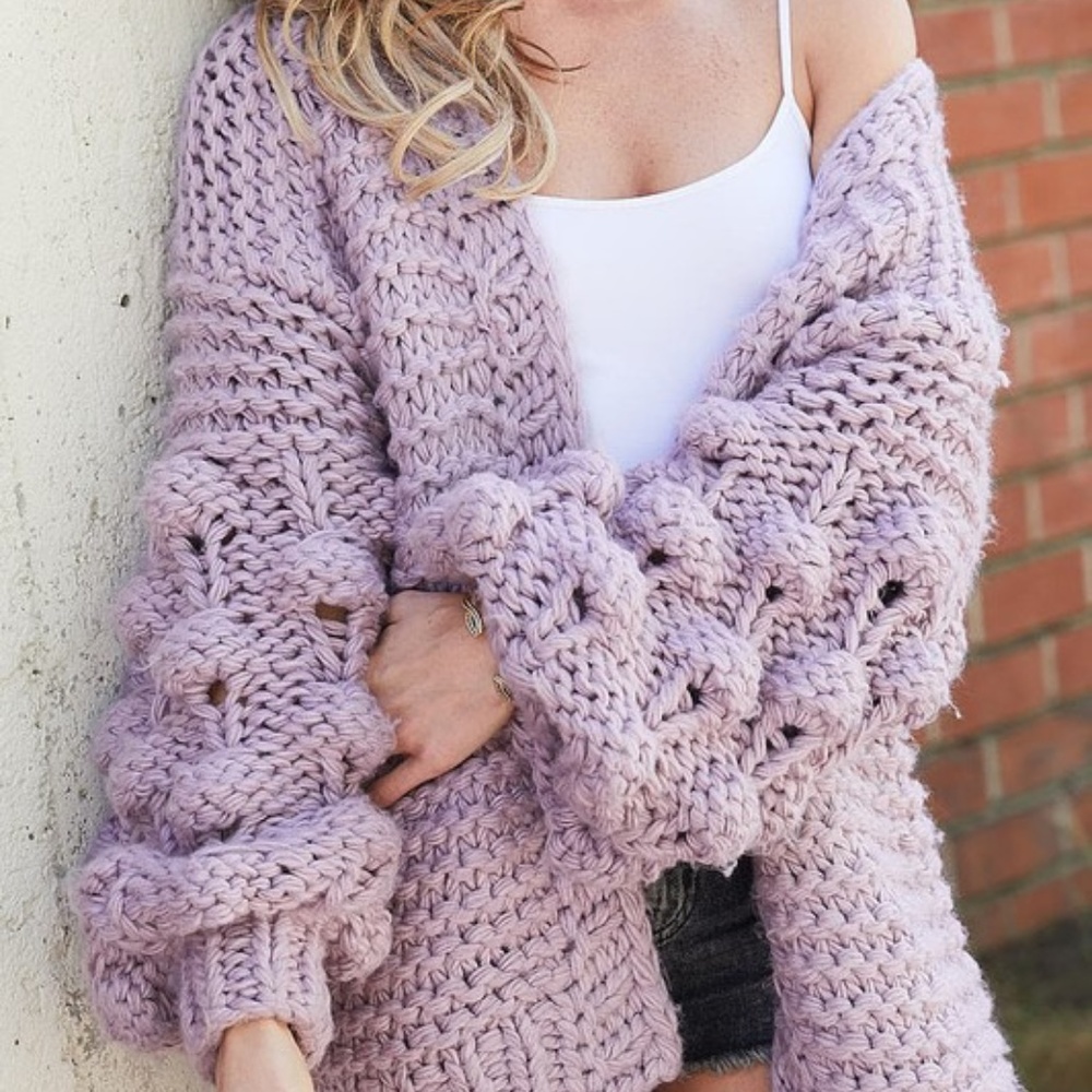 lilac cardigan